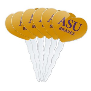 Alcorn Secondary Logo Heart Love Cupcake Picks Toppers Decoration Set of 6 - 1 of 4