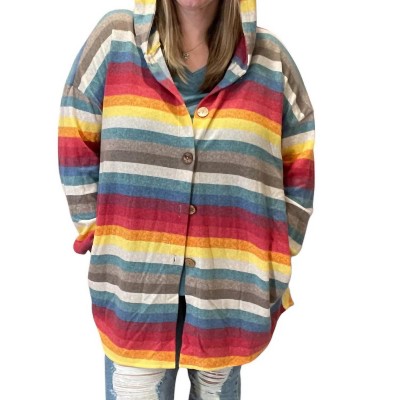 Women's Stripe Hooded Top - HEIMISH USA