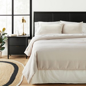 3pc Slub Center Stripe Comforter Set Twilight Taupe - Hearth & Hand™ with Magnolia - 1 of 4