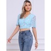 INSPIRE CHIC Women's Floral Flare Short Sleeve V Neck Summer Smocked Crop Tops - 2 of 4