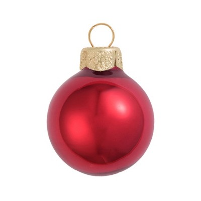 Northlight 28ct Pearl Glass Ball Christmas Ornament Set 2" - Red Xmas