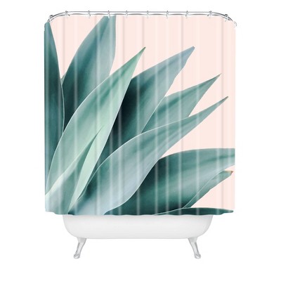 Gale Switzer Agave Flare Peach Shower Curtain Green - Deny Designs