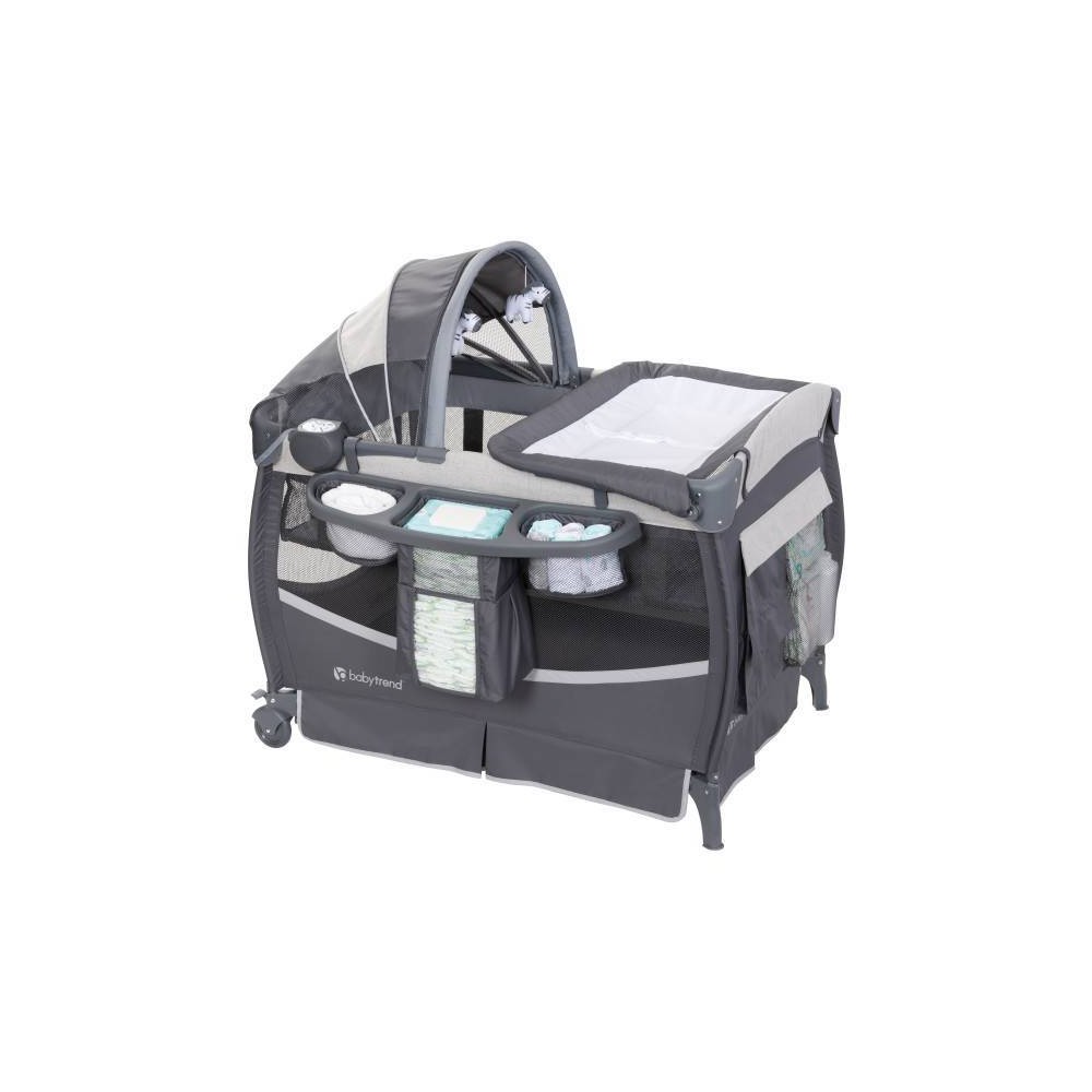 baby trend deluxe ii nursery center portable playard - misty gray
