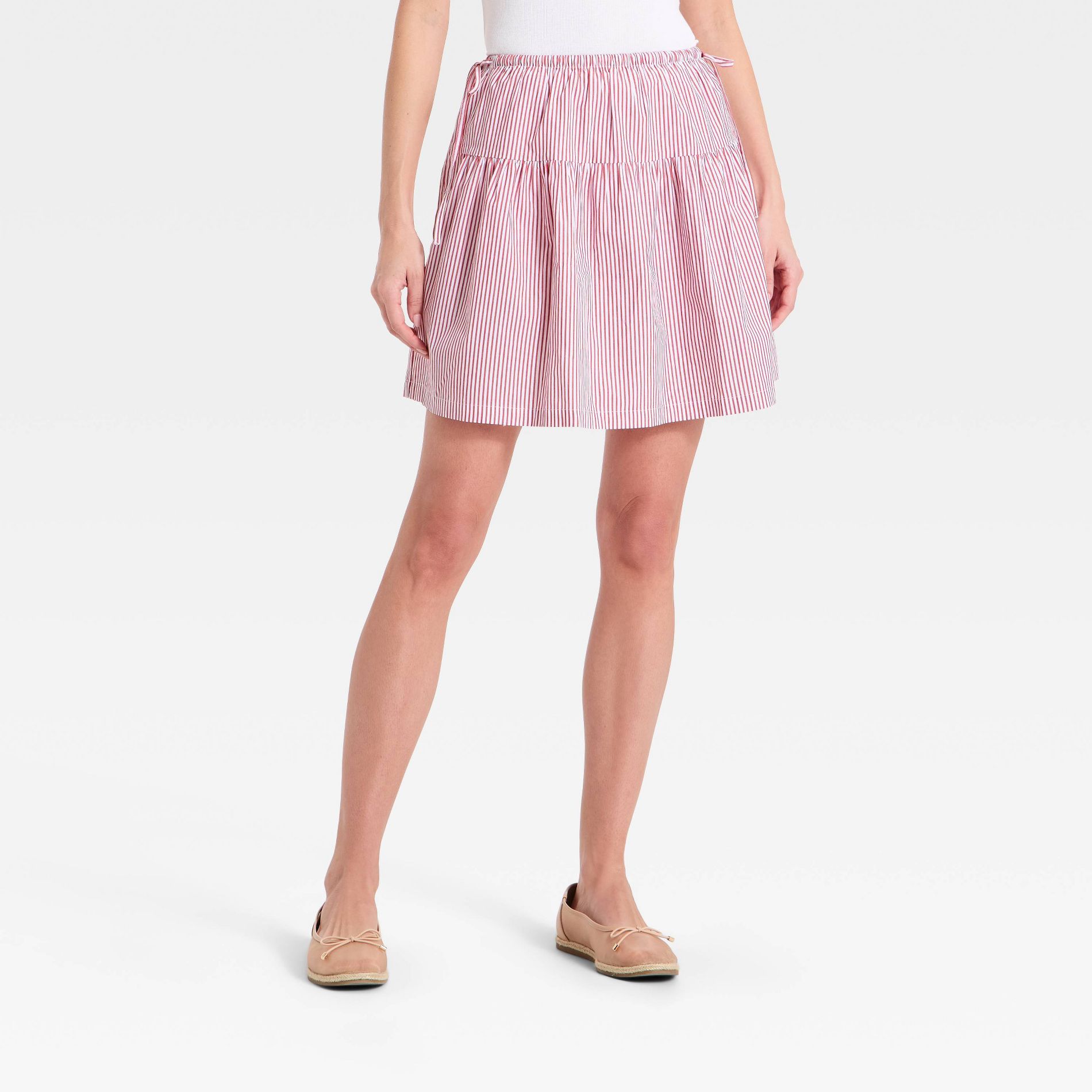 Women's Tie Mini Skirt - A New Day™ Red Striped