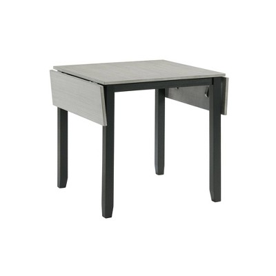 Gray and Black Drop Leaf Dining Table Set with Upholstered Chairs