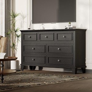 Dresser for Bedroom, 7 Drawer Dresser, Wooden Chest of Drawers with Deep Drawers, 47" Long Dressers TV Stand, Modern Dressers Organizer - 1 of 4