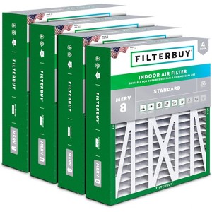 Filterbuy 20x23x5 Air Filter (4-Pack), Pleated MERV 8 Dust Defense HVAC AC Furnace Air Filters for Bryant, Carrier, BDP, Day & Night, & Payne - 1 of 4