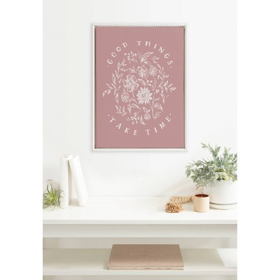 Good Things Take Time Pink Floral Canvas Quote Art