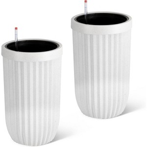 Self Watering Pots, Outdoor Marble Finish Tall Planters with Water Level Monitor, Large Plant Pots for Indoor Plants, Home, Office, Patio - 1 of 4