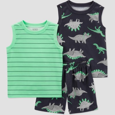 Image of Carter's Just One You®️ Toddler Boys' 3pc Dinosaurs Pajama Set - Gray/Green 3T