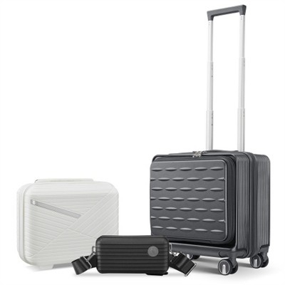 BEAFUP 18" Hard Shell Luggage with Front Open Door & Laptop Interlayer with Built-In TSA Lock - Lightweight PC Travel with Spinner Wheels