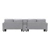 CAVINAS 114.2" Modern Sofa Couch, Linen Fabric Upholstered Sofa with Console, 2 Cupholders & 2 USB Ports Wired or Wirelessly Charged - 4 of 4