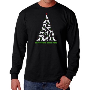 LA Pop Art Here Comes Santa Paws - Men's Word Art Long Sleeve T-Shirt - 1 of 4