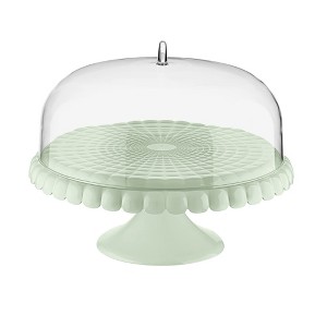Guzzini Tiffany 11.8" Footed Cake Stand with Dome Lid - Sage Green, Multi-Purpose & BPA-Free - 1 of 4