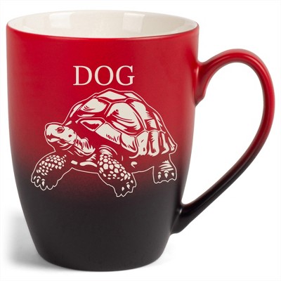 100 North Souls Like 10 Ounce Red and Black Two Toned Ombre, Comfortably Fits Your Hands, Ceramic Tea Coffee Cup Mug, Dog