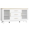 TROPOW Buffet Cabinet - White & Natural Coffee Bar Storage with Drawers, Adjustable Shelves & Fluted Glass Doors for Kitchen & Dining Room - 3 of 4
