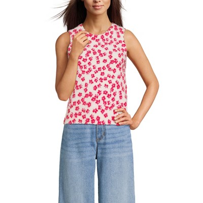 Lands' End Women's Fine Gauge Eyelash Printed Sleeveless Sweater