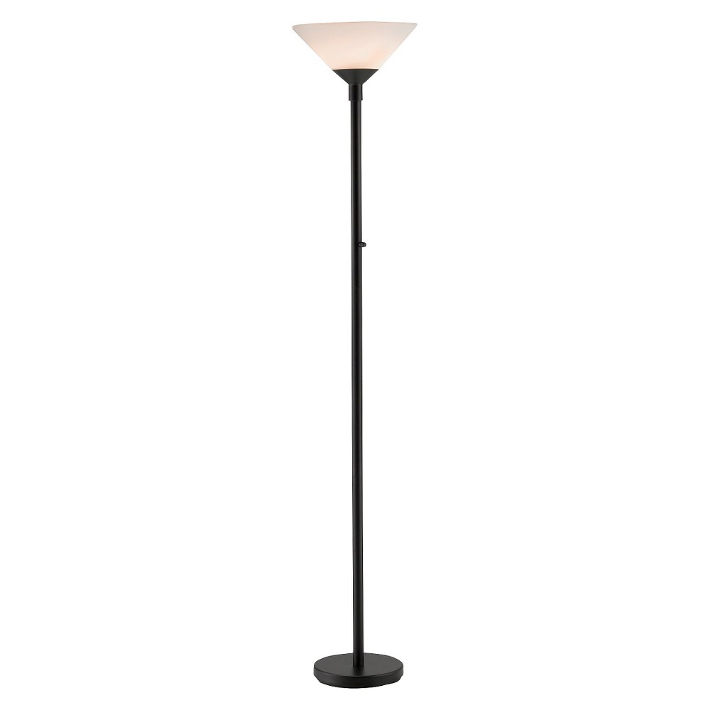 Photos - Floodlight / Street Light Adesso Aries Floor Lamp Black - : Ambient Lighting, Matte Finish, Frosted Shade, ETL Listed 