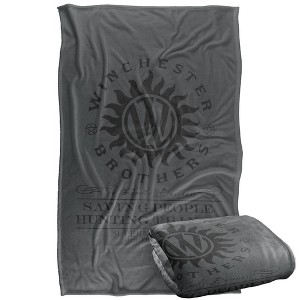 Kids' Supernatural Winchester Anti Possession Silky Touch Blanket White 36X58 - 1 of 4