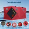 Portable Pop-Up Ice Fishing Tent, Fits 2-3 Person Ice Fishing Shelter, Insulated Hub Shelter with Anchors, Ropes, Light Strip & Carry Bag, Red+Black - 3 of 4