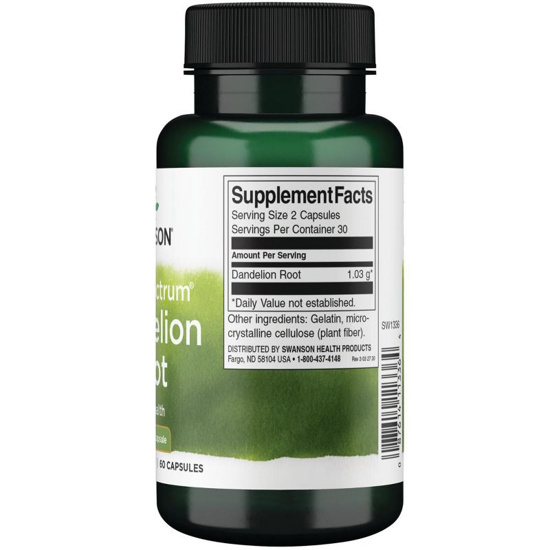 Swanson Herbal Supplements Full Spectrum Dandelion Root 515 mg Capsule 60ct, 2 of 3