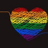 Adult Design By Humans Rainbow Colored String Pride Heart By corndesign T-Shirt - 2 of 2