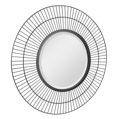 Modern Radial Black Metal Wire 24" Wall Mirror