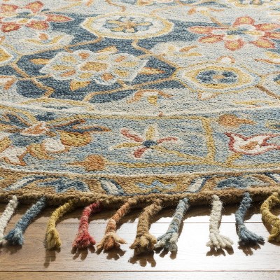 Handmade Tufted Aspen Round Gray Wool Area Rug - 7'