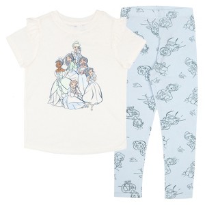 Disney Princess Little Girls Casual Shirt and Leggings 2-Piece Outfit Set - White, 6 - 1 of 4