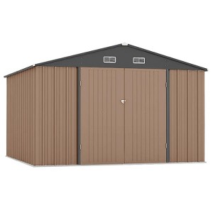 Storage Shed Outdoor with Floor Frame,Waterproof Metal Garden Sheds with Lockable Door Design and Sloping Roof,Outdoor Shed for Garden Backyard - 1 of 4