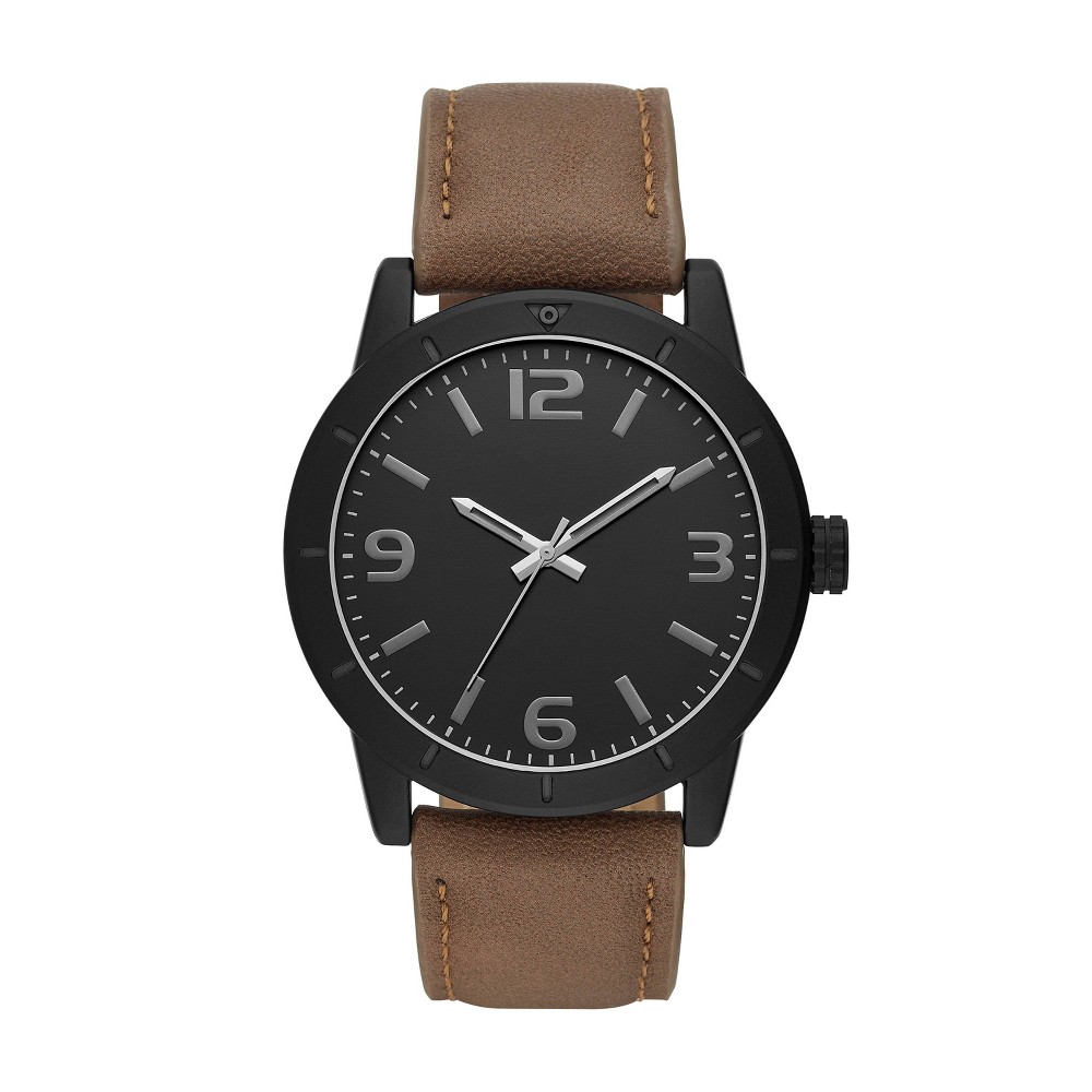 Photos - Wrist Watch Men's Strap Watch - Goodfellow & Co™ Black/Brown