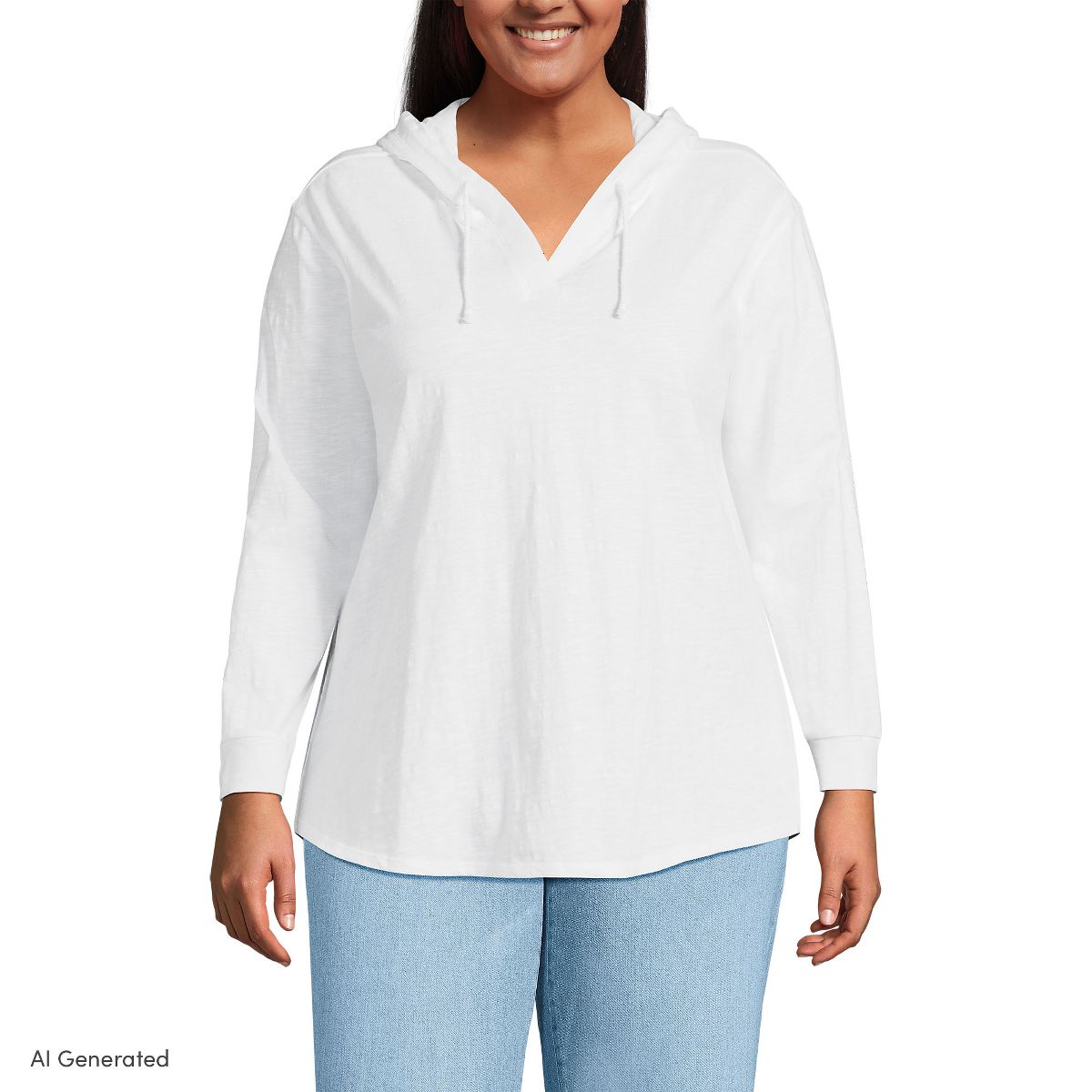 Lands' End Women's Long Sleeve Slub Hooded Popover