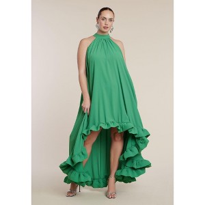 Plus Size Women's High Low Dramatic Ruffle Detail Dress by ELOQUII in Mint Green (Size 20)