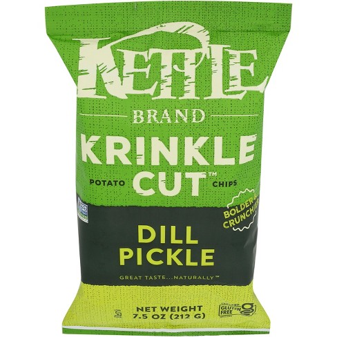 Kettle Brand Krinkle Cut Dill Pickle Potato Chips - Case Of 12 - 7.5 Oz ...