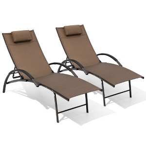 Crestlive Products Outdoor Aluminum Adjustable Reclining Chaise Lounge Chair with Arms & Headrest - 1 of 4