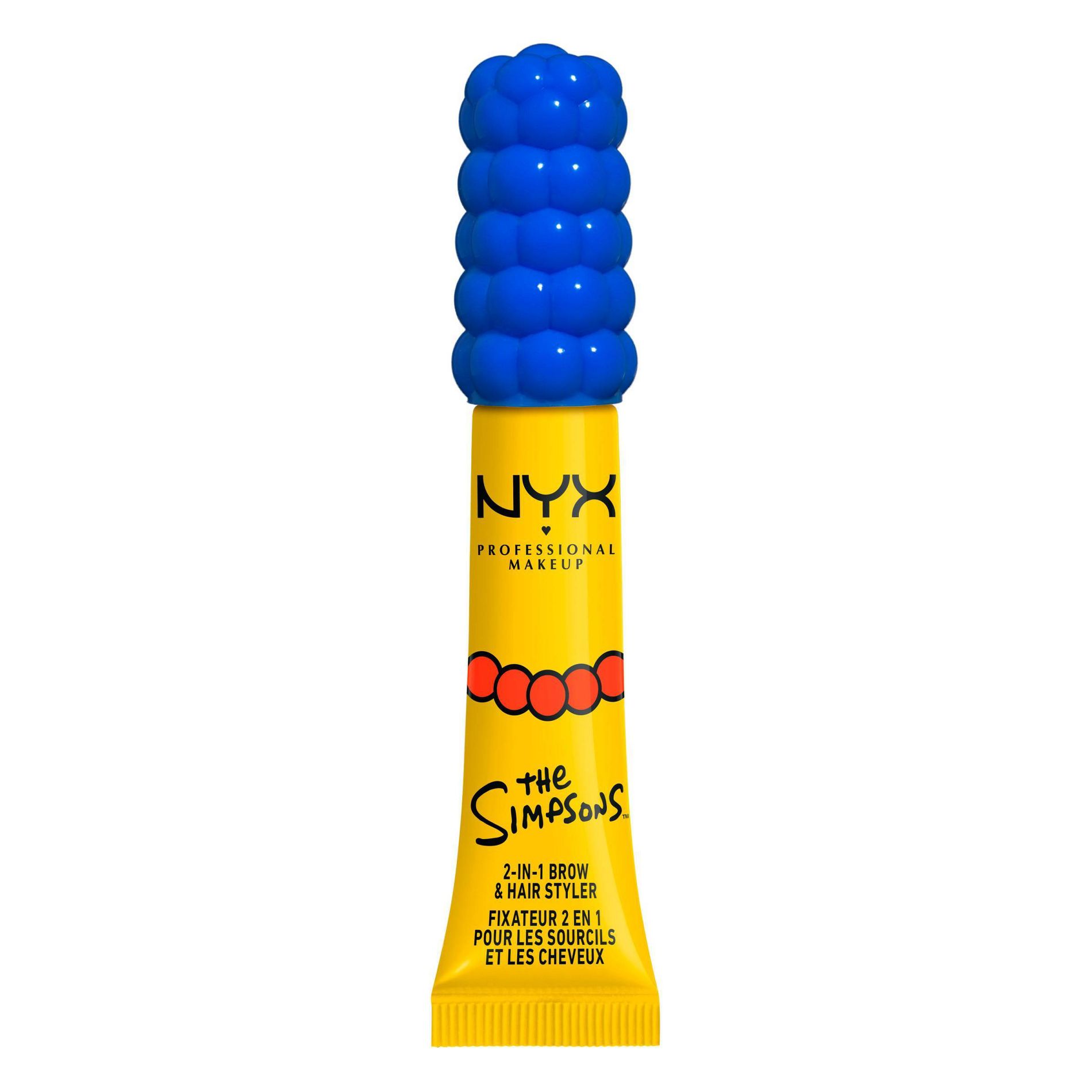 NYX Professional Makeup The Simpsons Marge Simpson Mega Glue 2-in-1 Brow Gel & Hair Styler: Clear, 0.23 oz, Liquid Gel