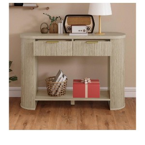 47.2 inch Fluted Console Table with Drawer and Open Storage for Entryway Sofa Side Living Room Bedroom Decor - 1 of 4