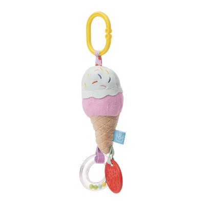 Manhattan Toy Cherry Blossom Days Ice Cream Cone Travel Toy with Rattle Ring, Cone Rattle and Textured BPA Free Teether