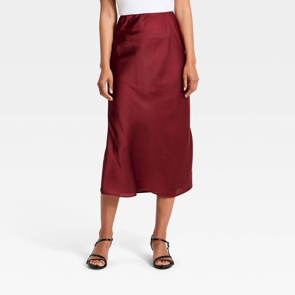Women's Midi Slip Skirt - A New Day™ Red M