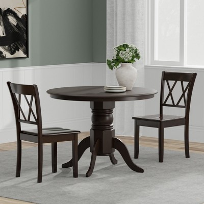 Glenwillow Home 42" Round Pedestal Dining Table + Double X-Back Dining Chairs Dining Set