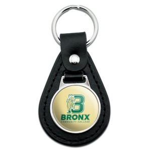 Bronx Community College Primary Logo Black Leather Keychain - 1 of 4