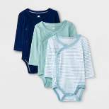 Baby Boys' 3pk Basic Side Snap Bodysuit - Cloud Island™ Blue