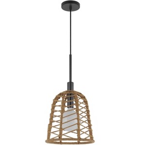 Cal Parkton 60W Metal Pendant with Burlap Roped Shade - 1 of 4