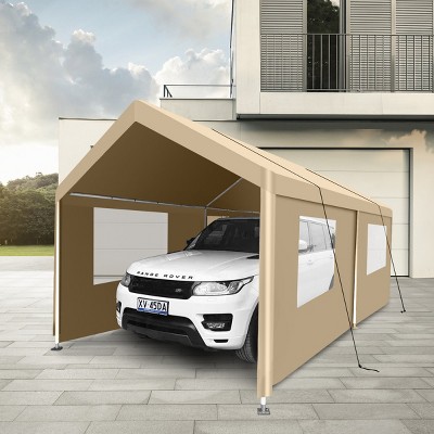 Coolbibila 10'×20' Carport, Heavy Duty Portable Car Tent, Storage Sheds Outdoor khaki