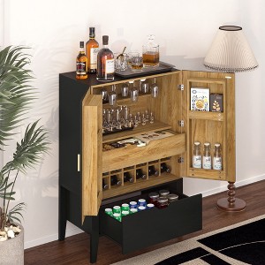 TiramisuBest Modern Wine Bar Cabinet,Liquor Storage Credenza,Sideboard with Wine Racks & Stemware Holder - 1 of 4