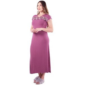 Memoi Women's Enchanted Romance Floral Accent Embroidered Nightgown Tulipwood XS - 1 of 4