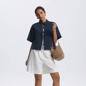 Camisa con Cuello y Manga al Codo con Nudo al Frente para Mujer - A New Day™