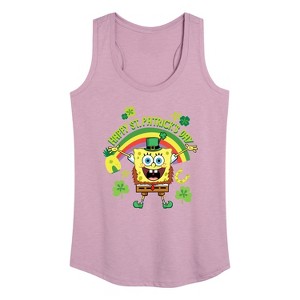 Women's - SpongeBob Squarepants - Spongebob Happy St Patricks Day Graphic Racerback Tank - 1 of 4