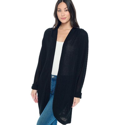 West K Women's Karla Long Oversized Waffle Knit Cardigan With Pockets ...