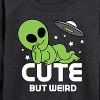 Women's - Instant Message - Alien Cute But Weird Lightweight French Terry Wide Neck Long Sleeve Graphic Shirt - 2 of 4